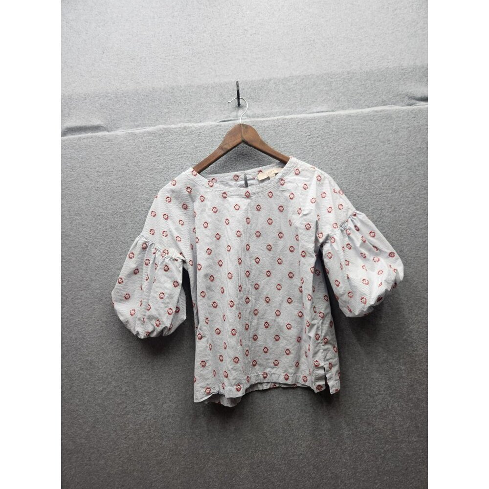 Loft XS Floral Puff Sleeve Cotton‎ Top